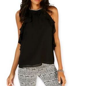 Michael Kors Black Ruffle Halter Top